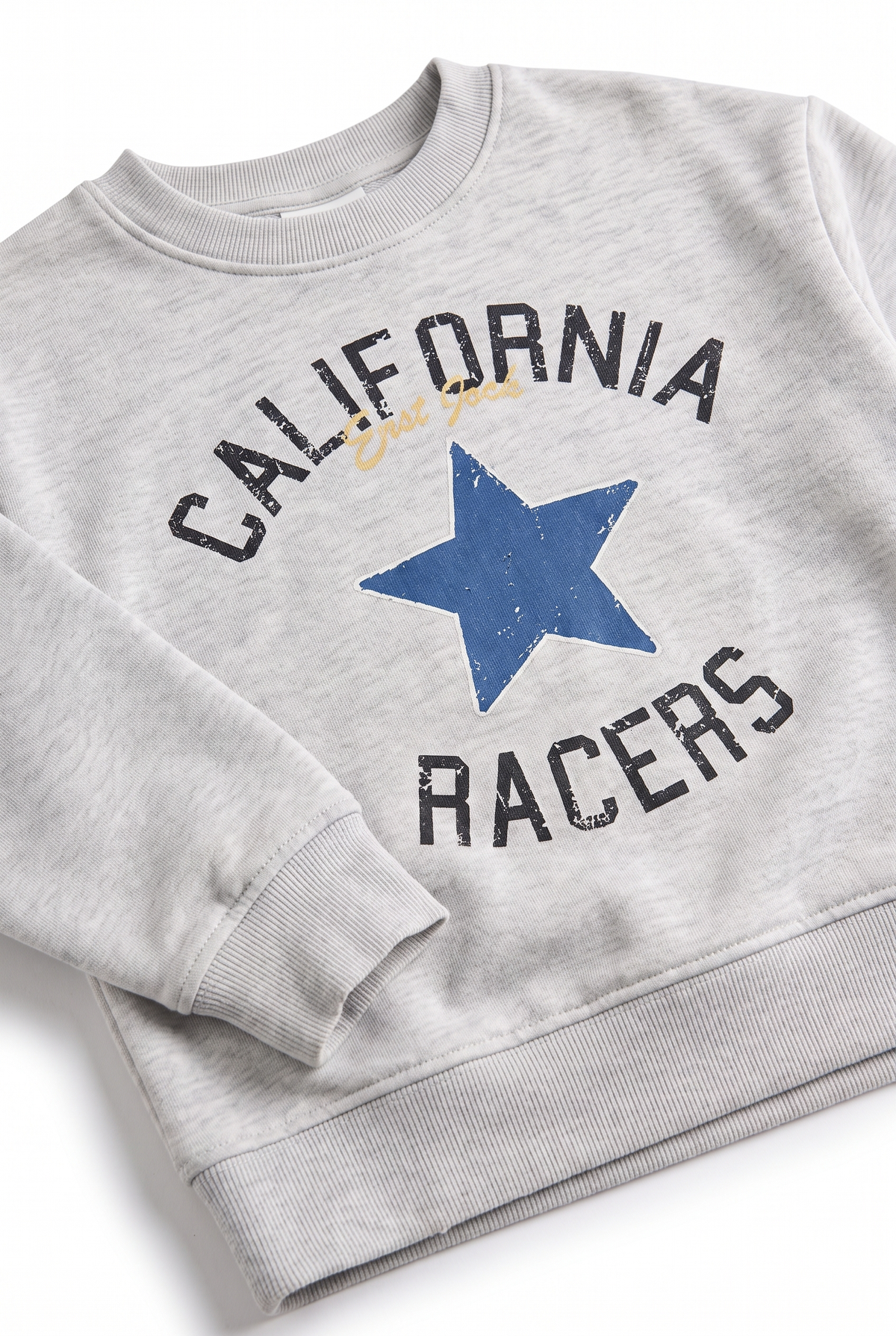 Girls' Star Print Crew Neck Sweatshirt-Grey