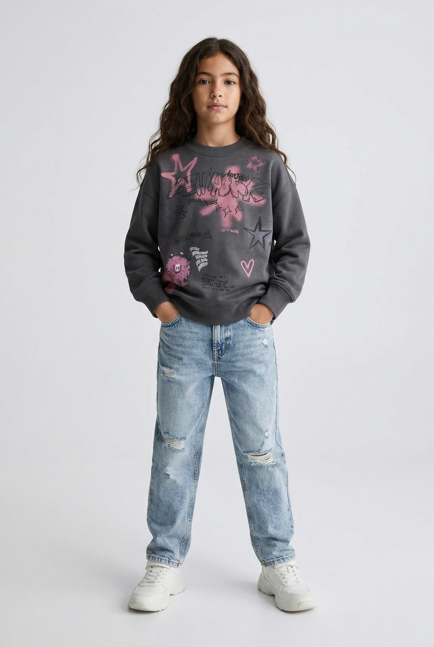 Graffiti Star Oversized Sweatshirt – Streetwear Crewneck