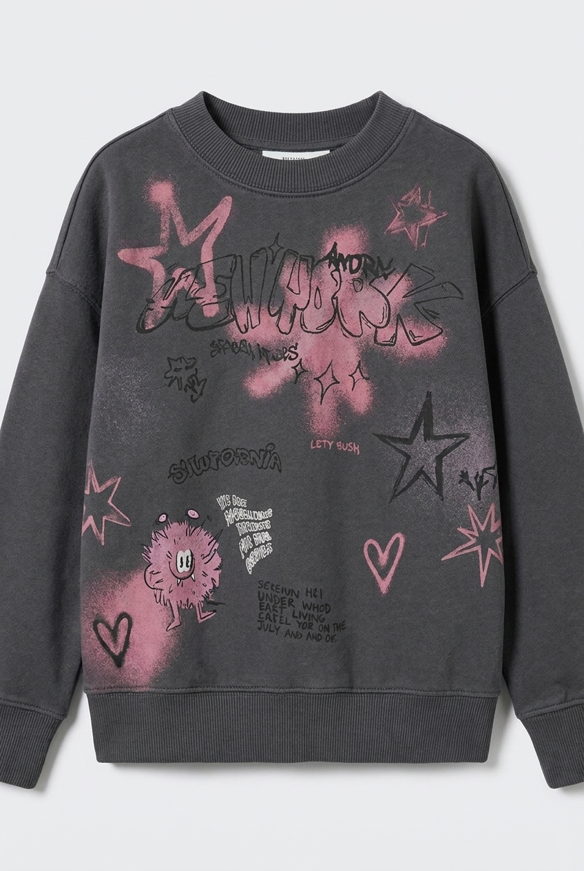 Graffiti Star Oversized Sweatshirt – Streetwear Crewneck