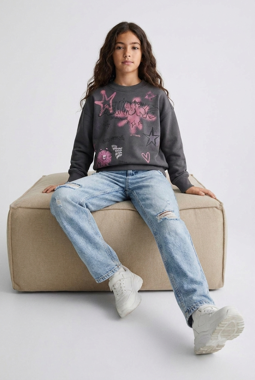 Graffiti Star Oversized Sweatshirt – Streetwear Crewneck