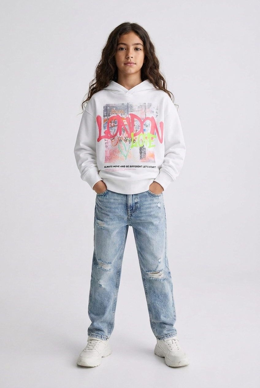 London Love Graffiti Print Hoodie – Kids