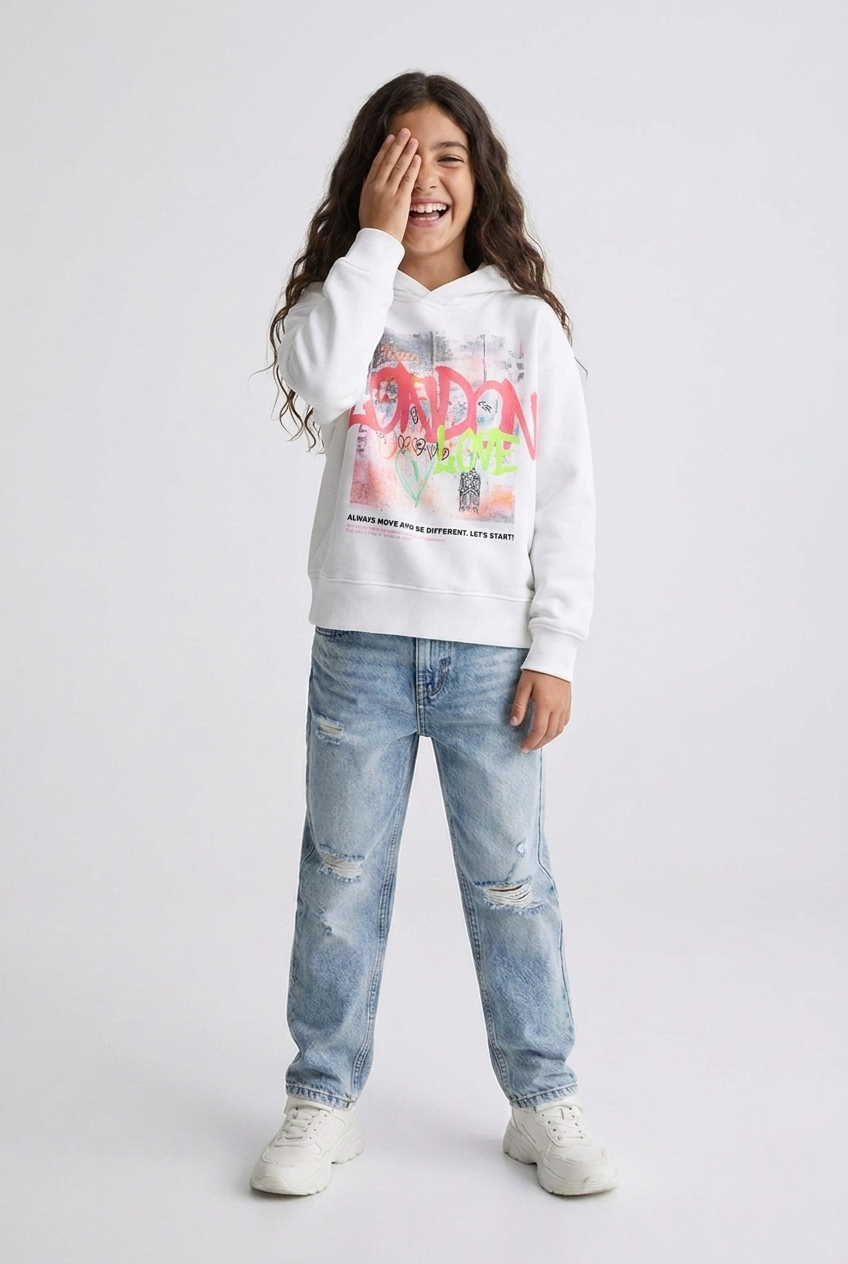 London Love Graffiti Print Hoodie – Kids