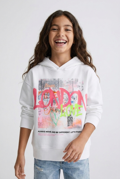 London Love Graffiti Print Hoodie – Kids