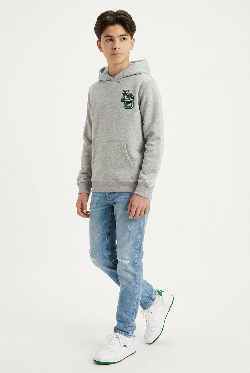 Boys Hoodie – LS Patch Logo- Grey