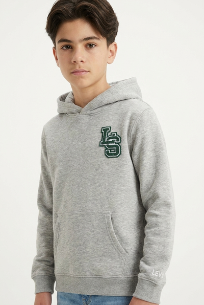Boys Hoodie – LS Patch Logo- Grey