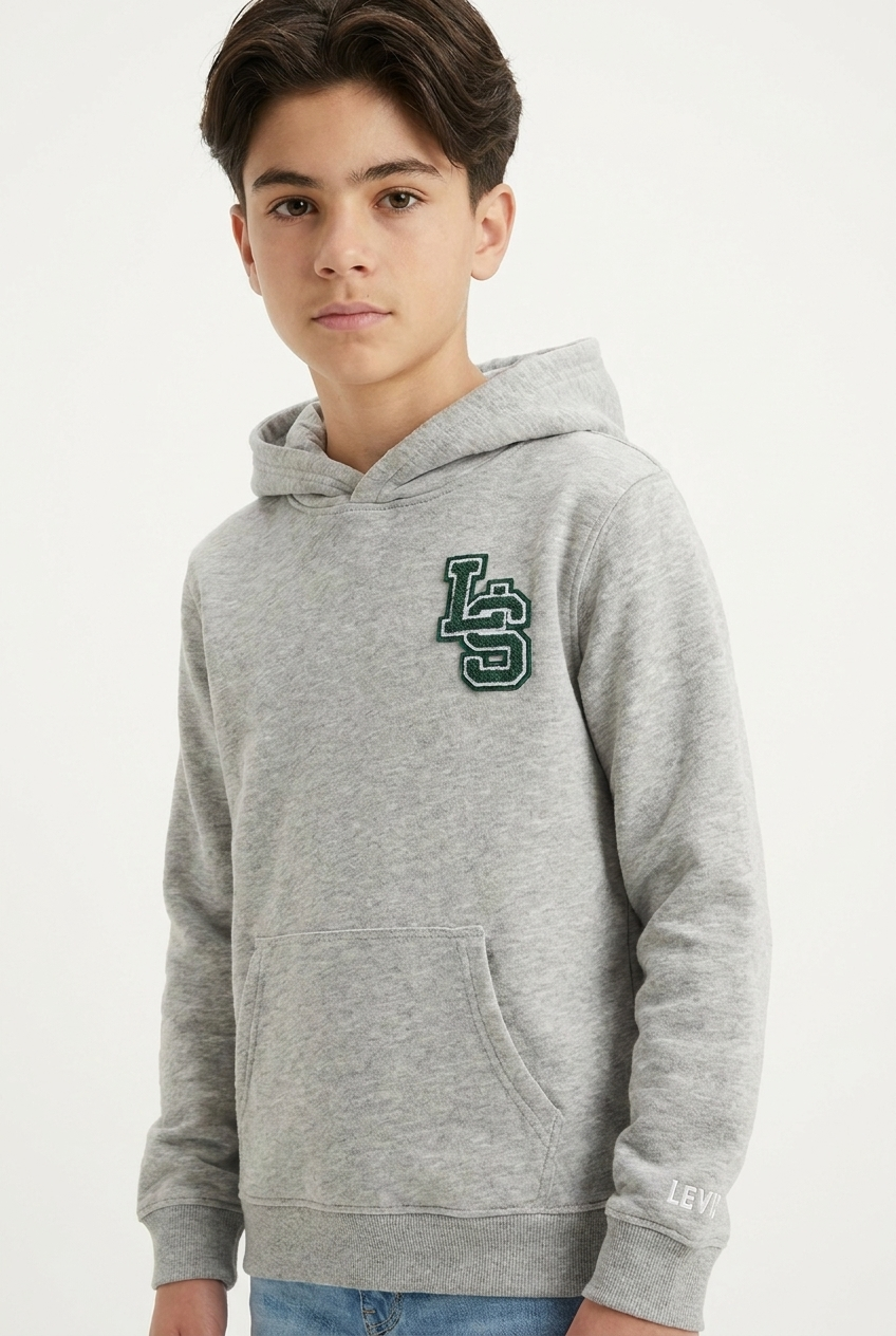 Boys Hoodie – LS Patch Logo- Grey