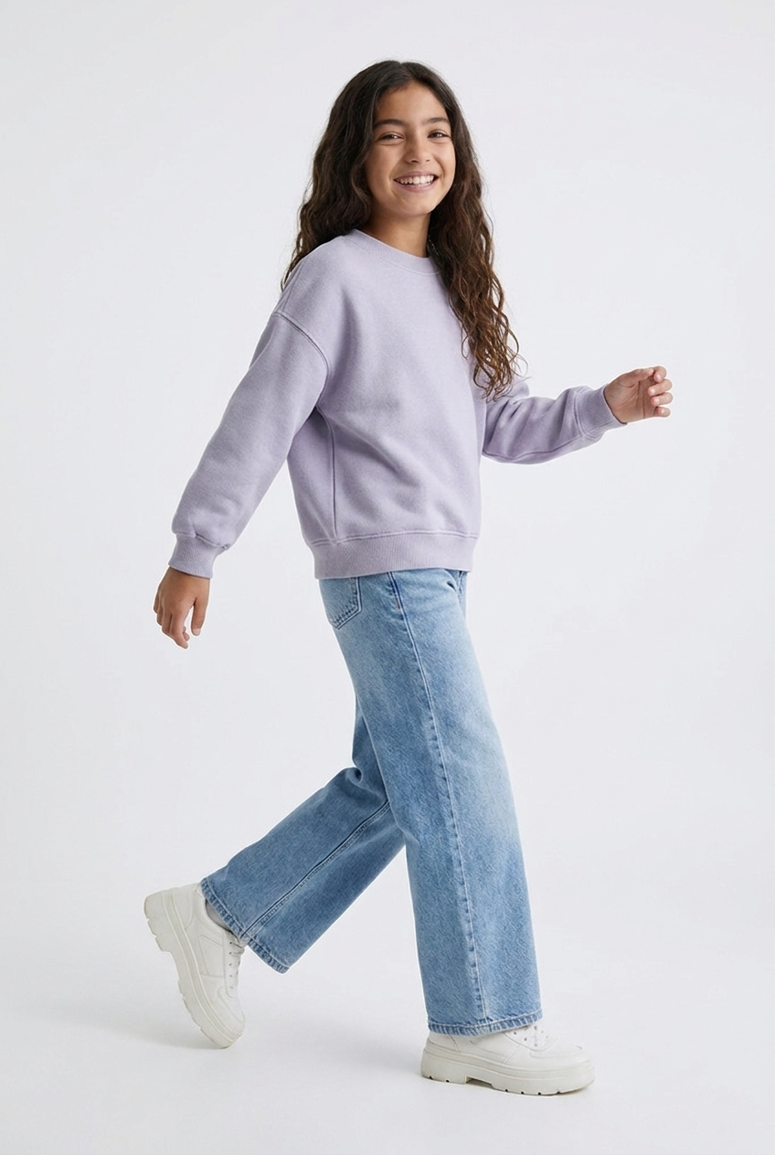 Kids Melton Fleece-Lined Crewneck Sweatshirt