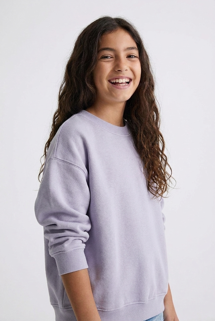 Kids Melton Fleece-Lined Crewneck Sweatshirt