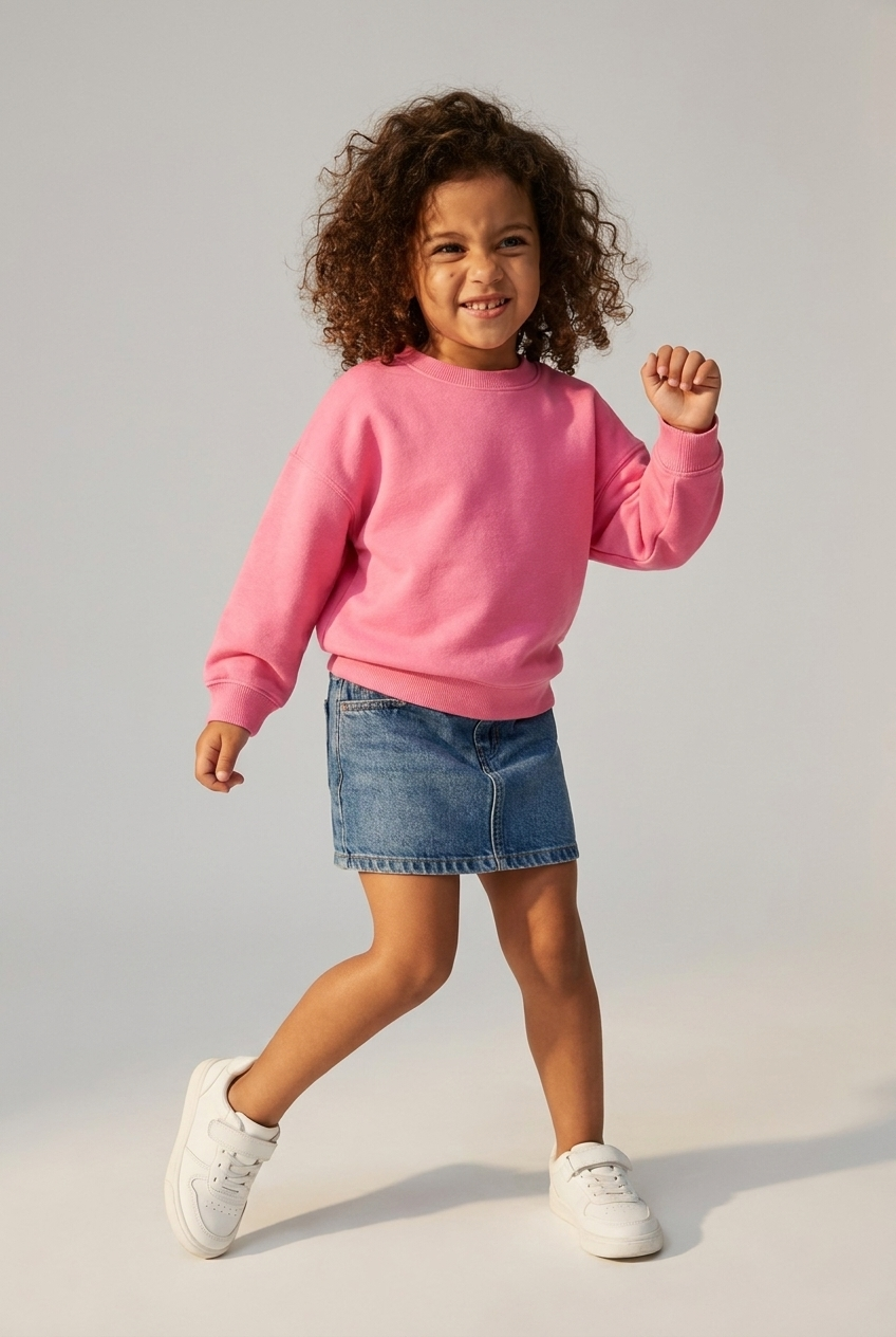 Kids Melton Fleece-Lined Crewneck Sweatshirt