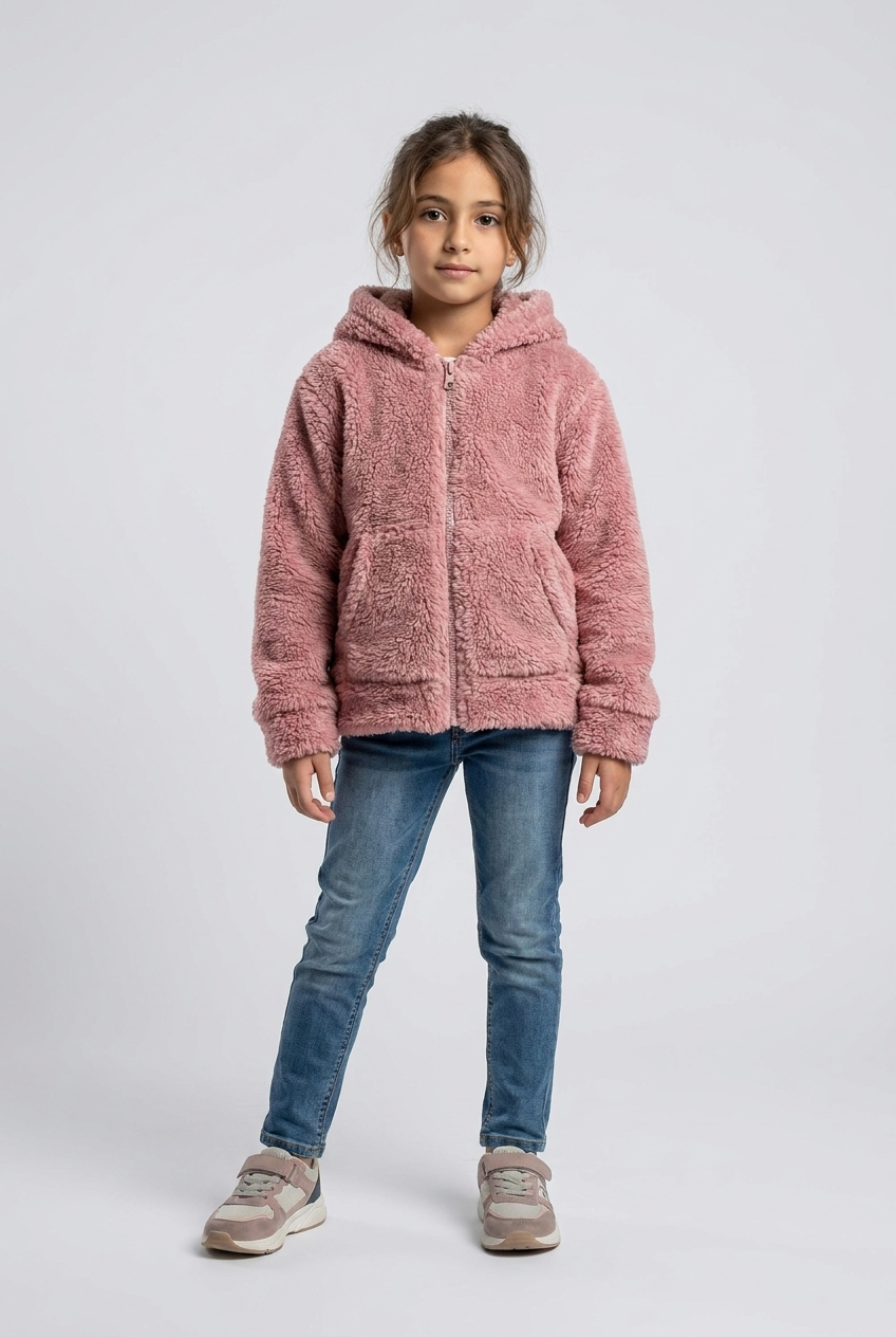 Kids' Teddy Fleece Hooded Zip Jacket
