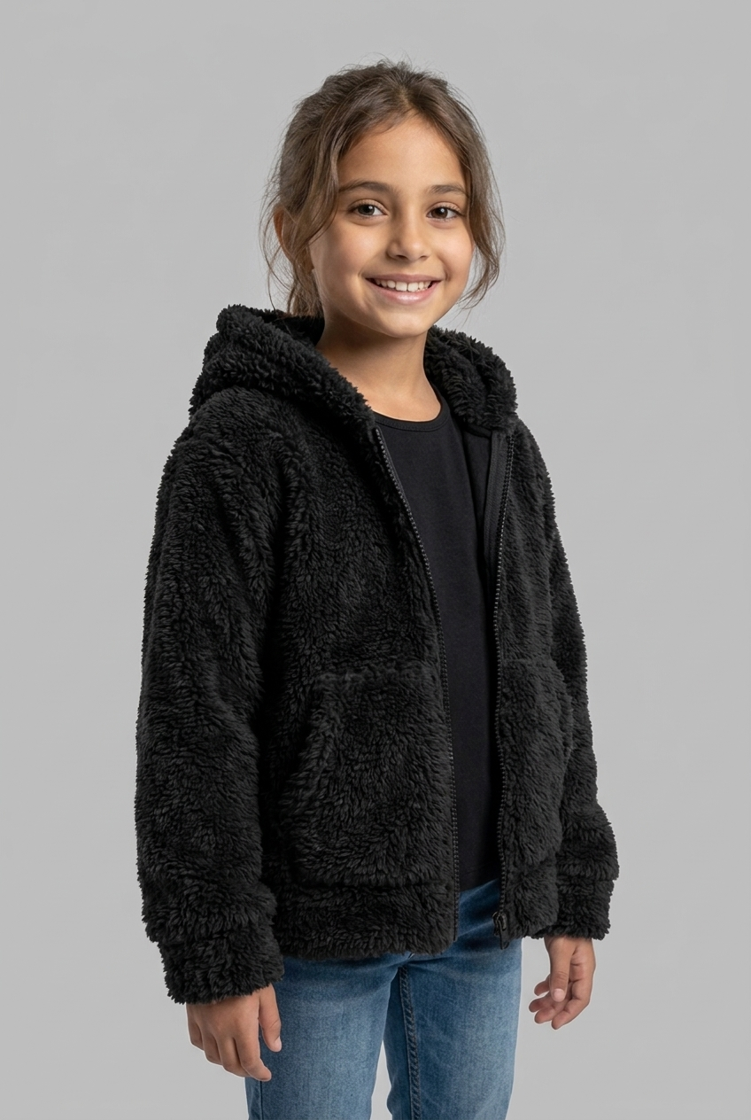 Kids' Teddy Fleece Hooded Zip Jacket
