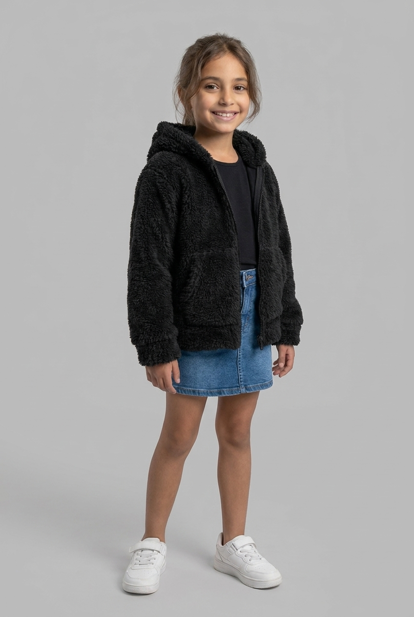 Kids' Teddy Fleece Hooded Zip Jacket
