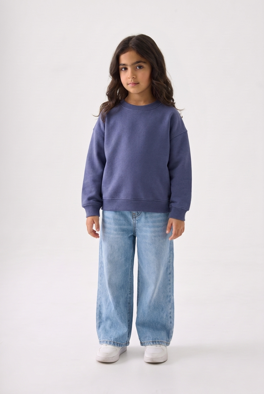 Kids Melton Fleece-Lined Crewneck Sweatshirt