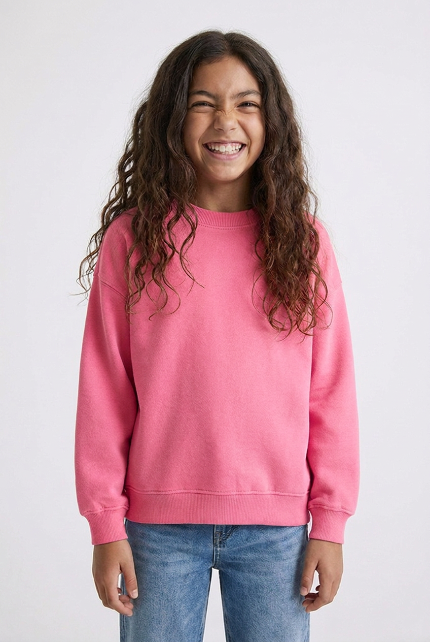 Kids Melton Fleece-Lined Crewneck Sweatshirt