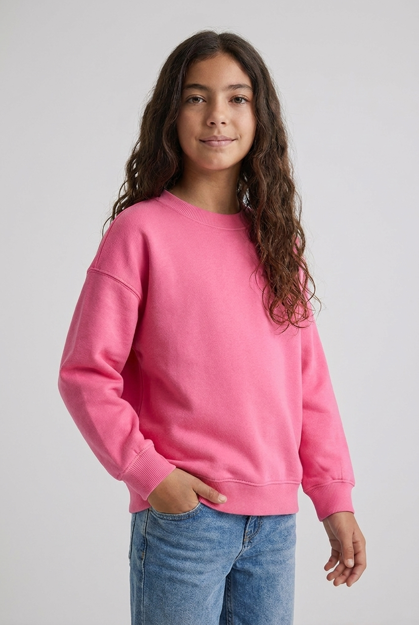 Kids Melton Fleece-Lined Crewneck Sweatshirt