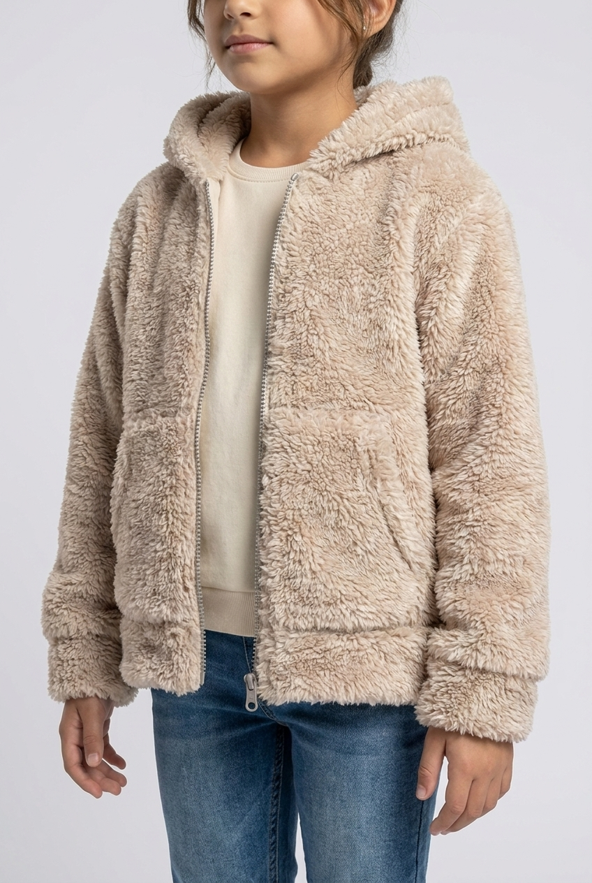 Kids' Teddy Fleece Hooded Zip Jacket