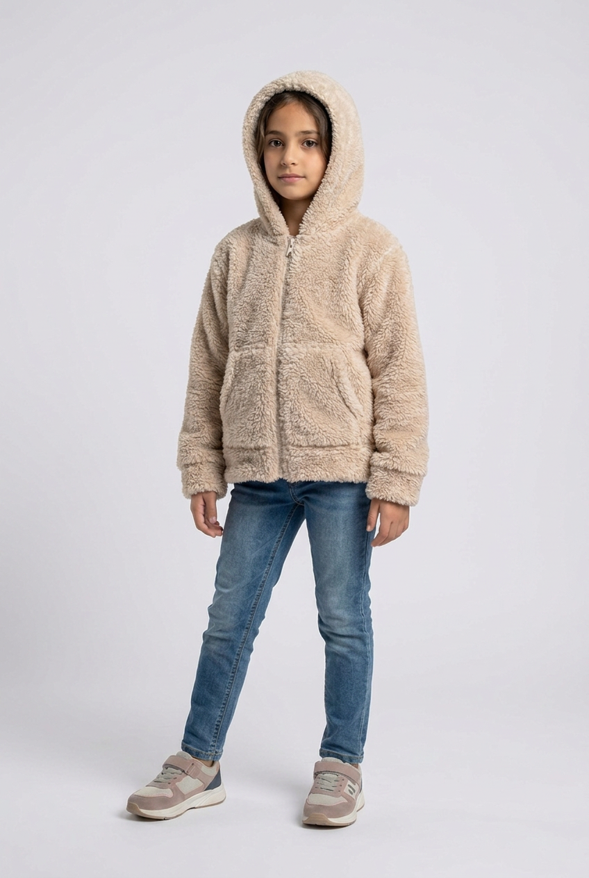 Kids' Teddy Fleece Hooded Zip Jacket