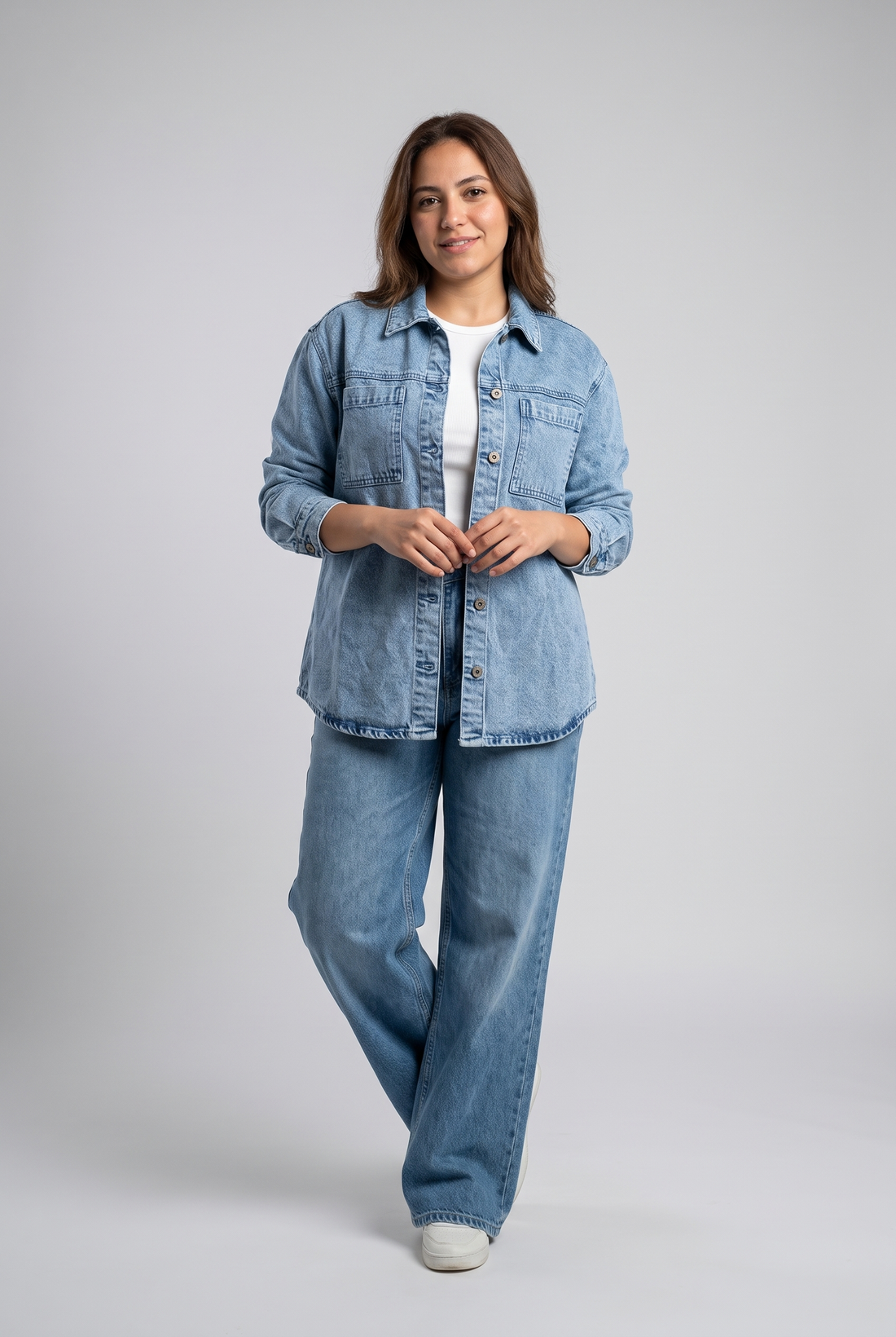 Oversized Denim Jacket With Chest Pockets