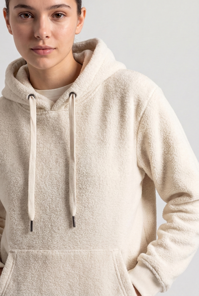 Women Teddy Fleece Hoodie – Regular Fit - kangaroo pocket