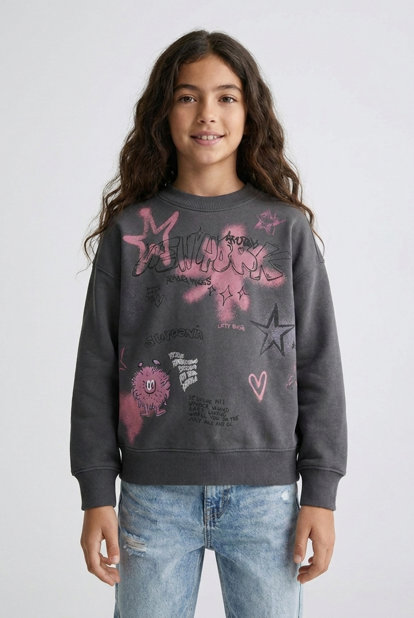 Graffiti Star Oversized Sweatshirt – Streetwear Crewneck