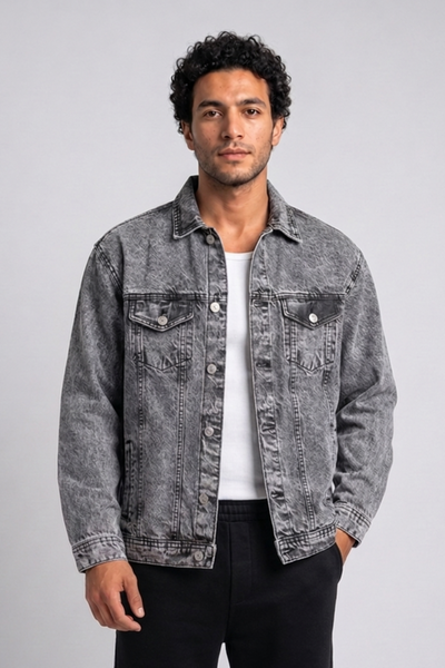 Ashen Grey Oversized Denim Trucker Jacket