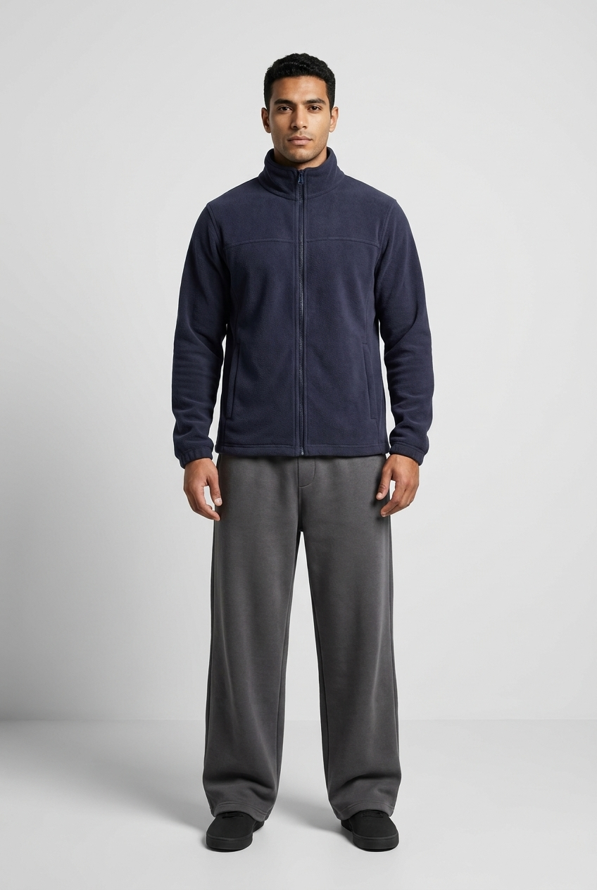Men Navy Storm Zip Fleece Jacket