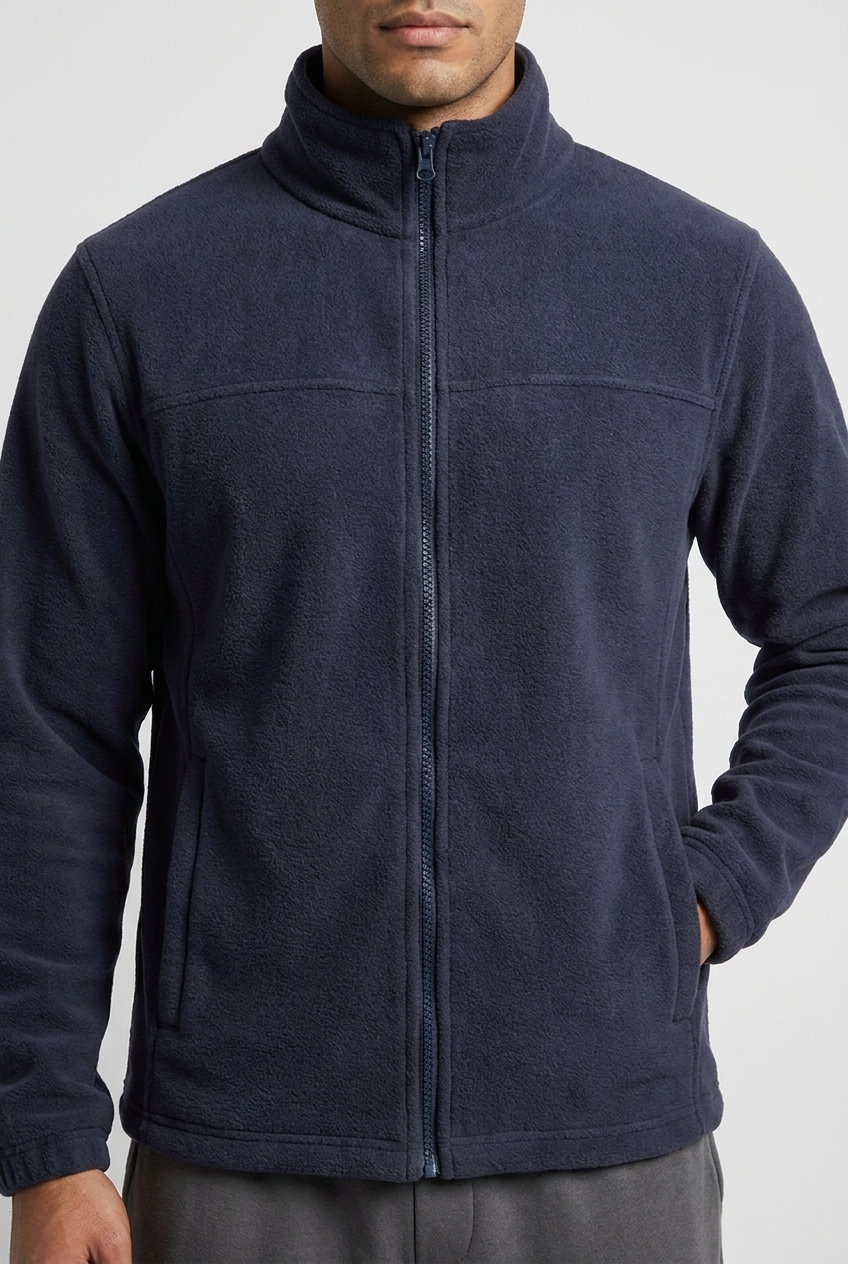 Men Navy Storm Zip Fleece Jacket