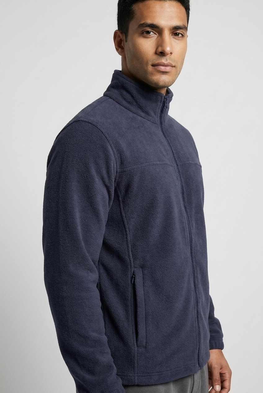 Men Navy Storm Zip Fleece Jacket