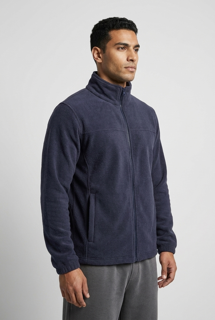 Men Navy Storm Zip Fleece Jacket