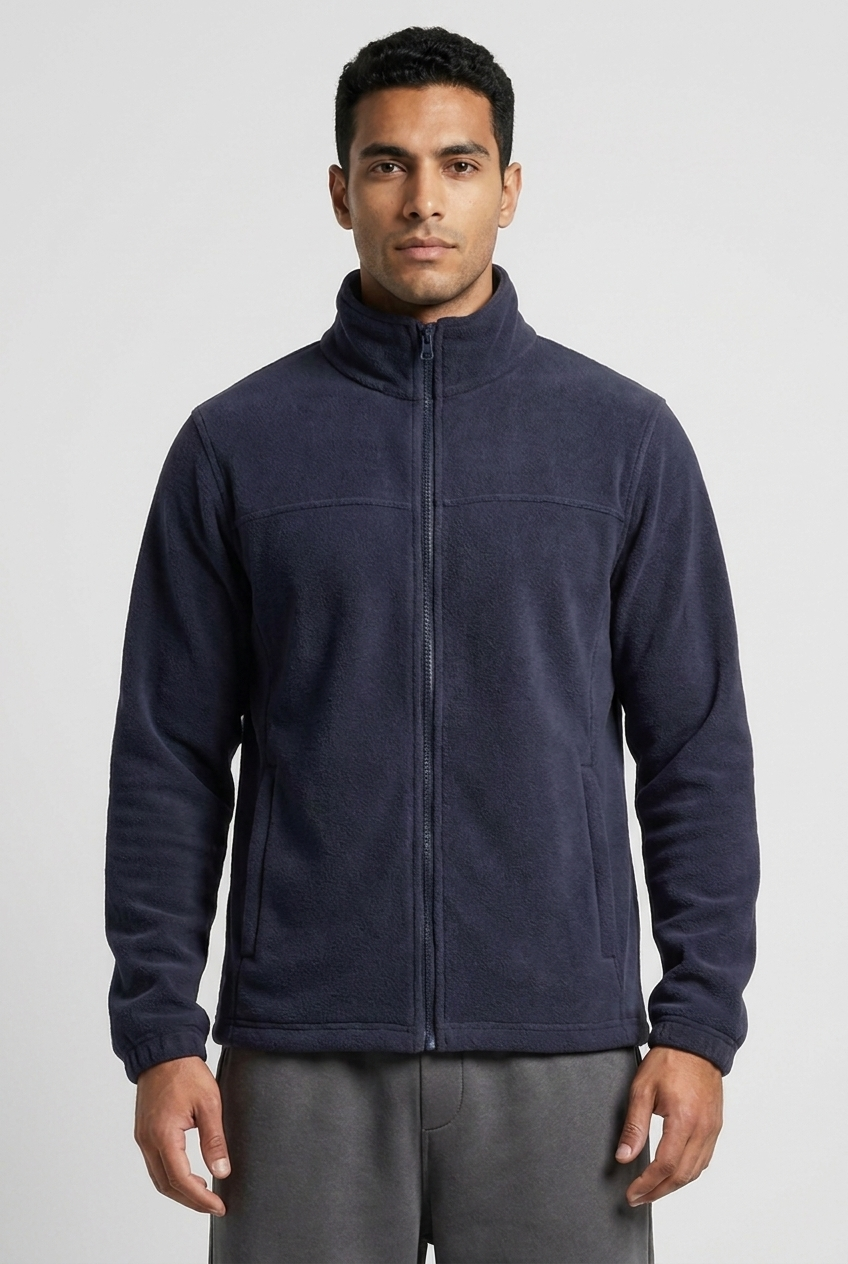 Men Navy Storm Zip Fleece Jacket