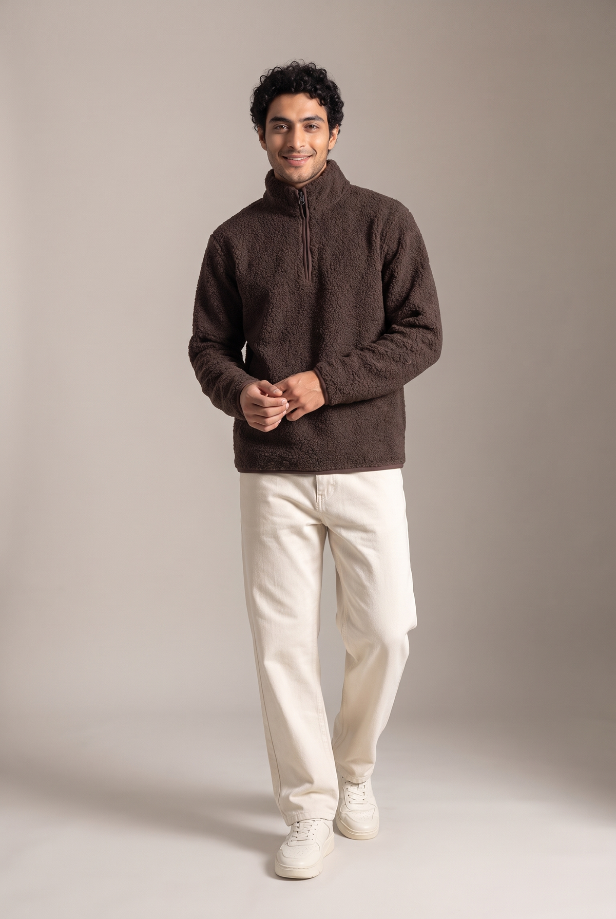 Cozy Curl Half-Zip Sherpa Pullovr