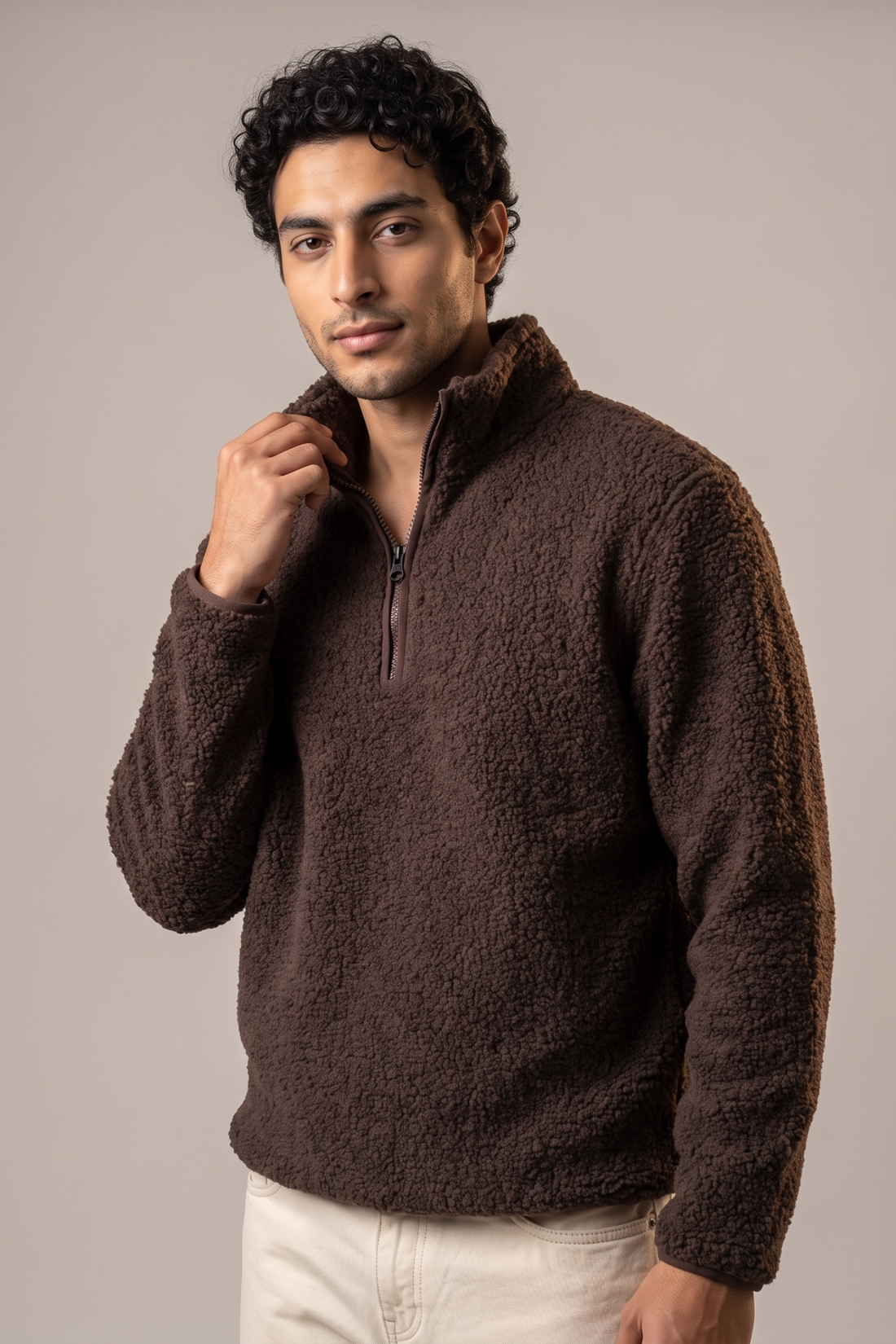 Cozy Curl Half-Zip Sherpa Pullover