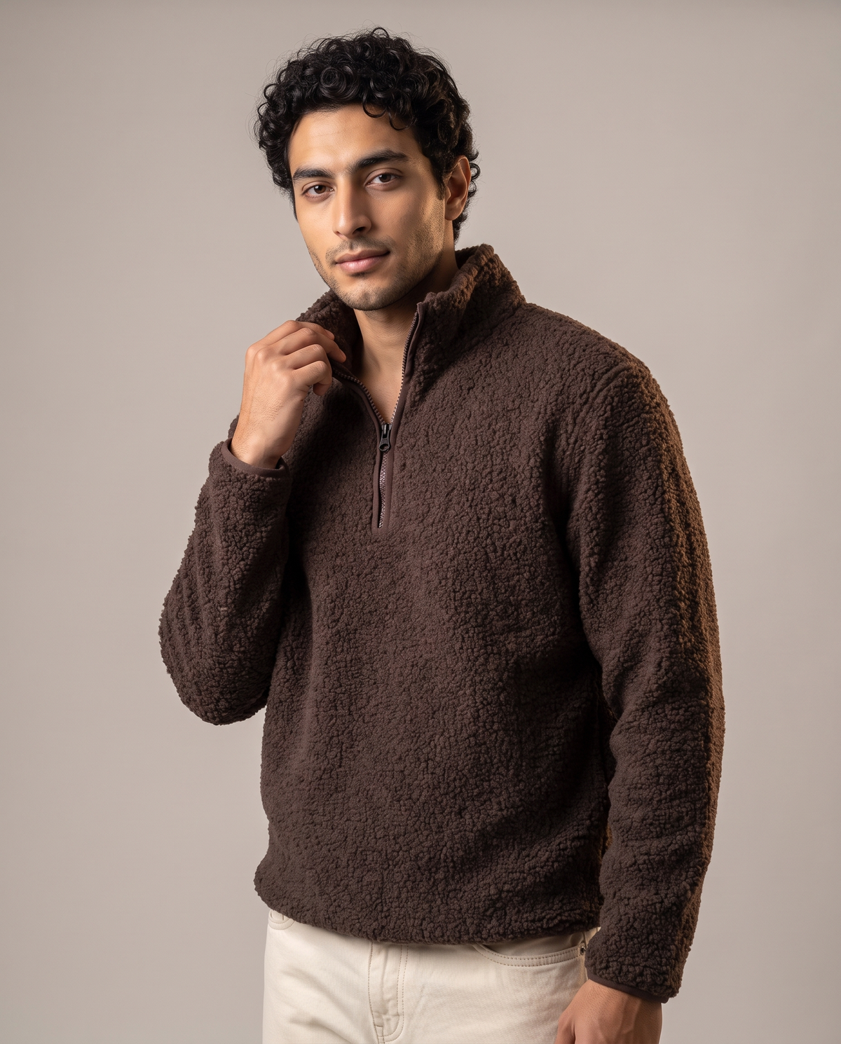 Cozy Curl Half-Zip Sherpa Pullovr