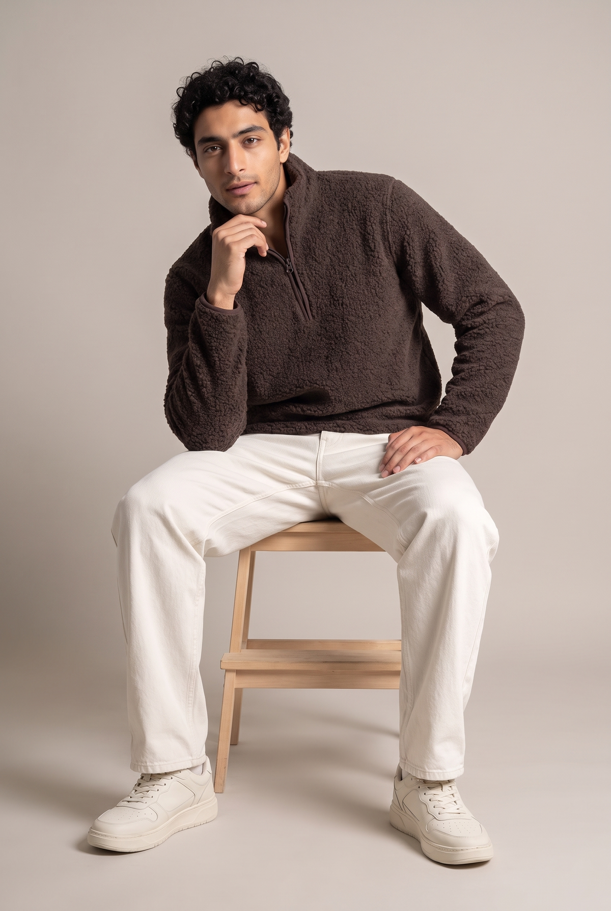 Cozy Curl Half-Zip Sherpa Pullovr