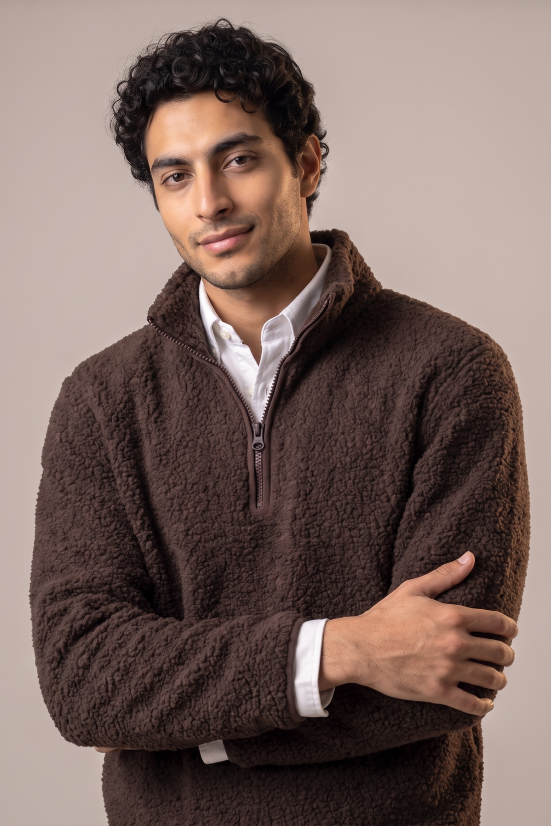Cozy Curl Half-Zip Sherpa Pullover