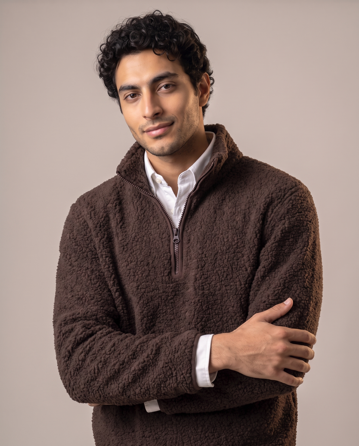 Cozy Curl Half-Zip Sherpa Pullovr