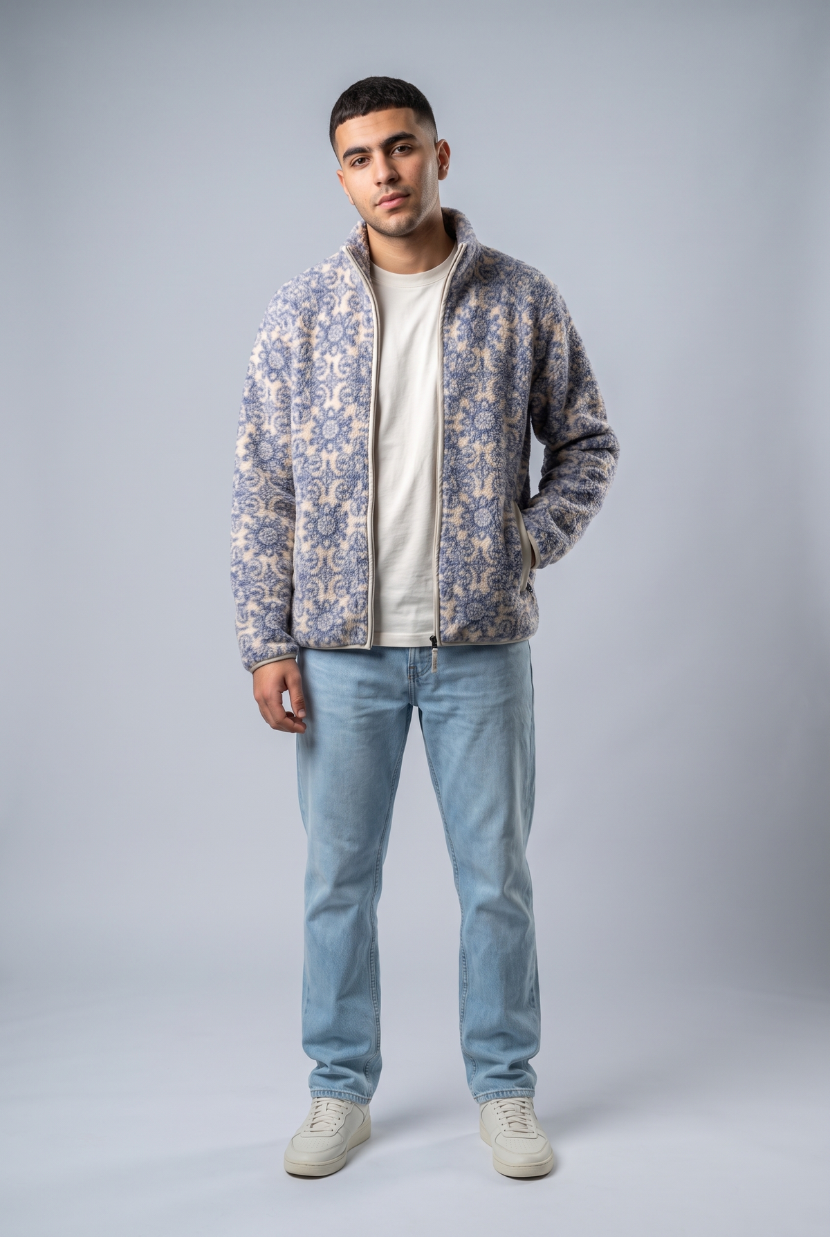 Azure Tile Sherpa Zip-Up Jacket