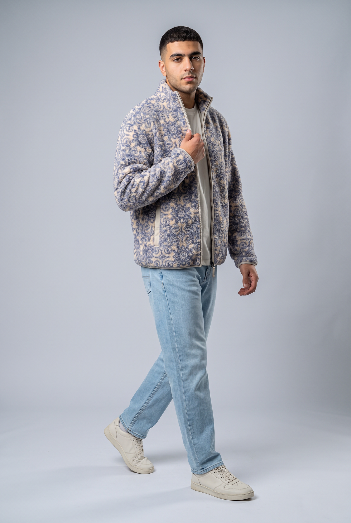 Azure Tile Sherpa Zip-Up Jacket