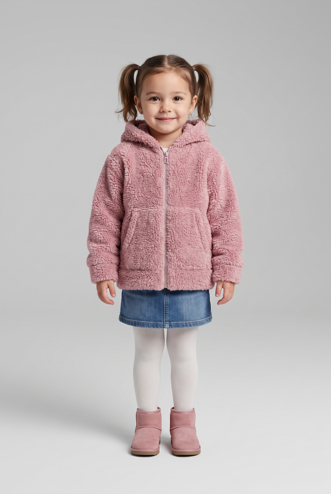 Teddy Fleece Hooded Zip Jacket