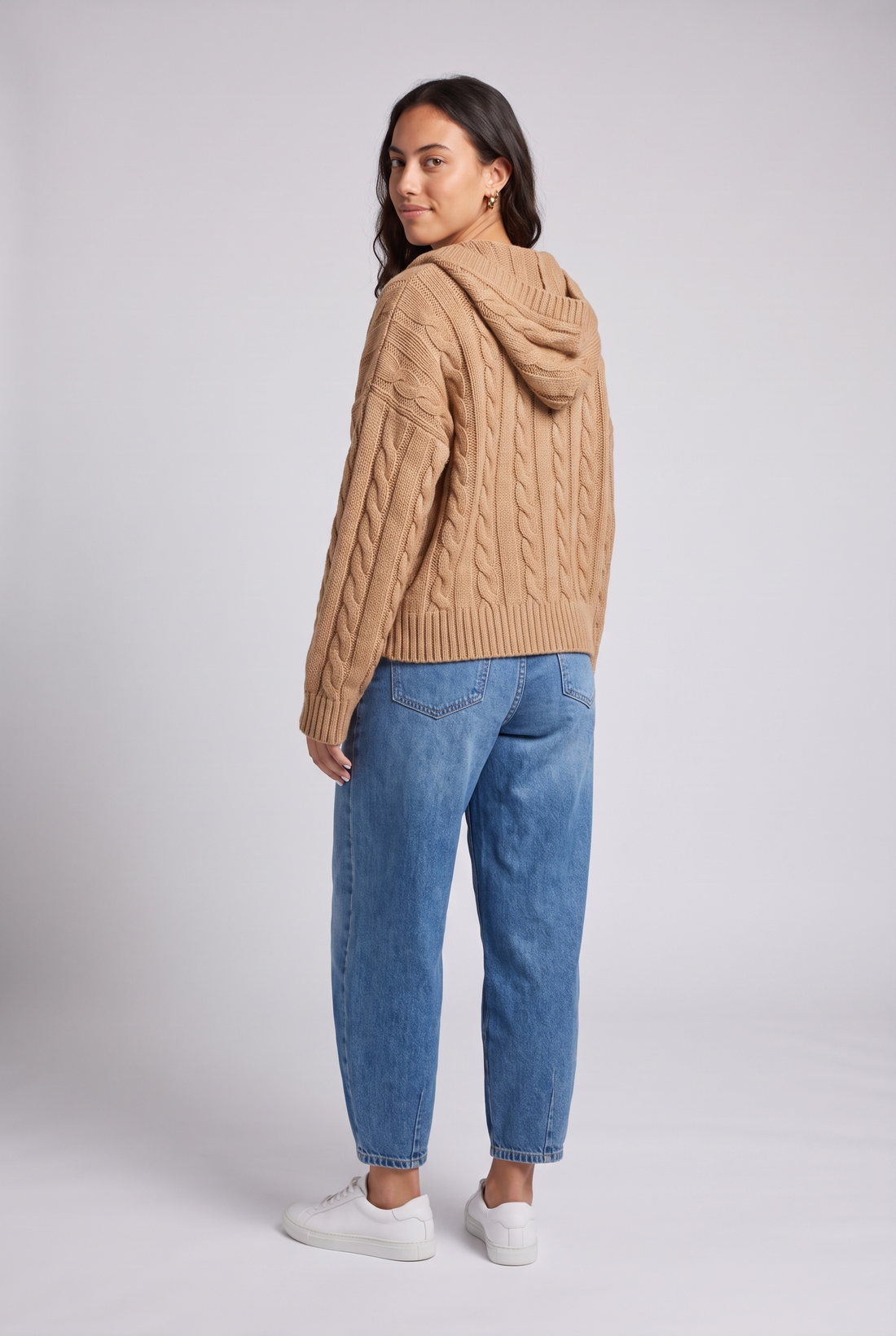 Cable Knit Zip-Up Hoodie Cardigan