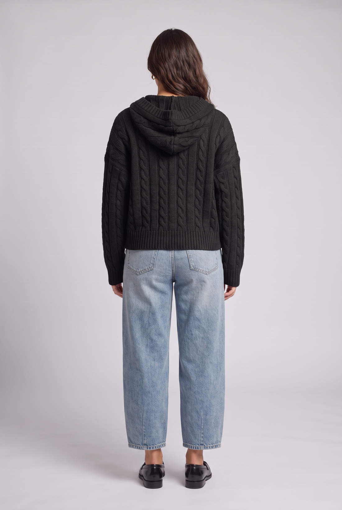 Cable Knit Zip-Up Hoodie Cardigan