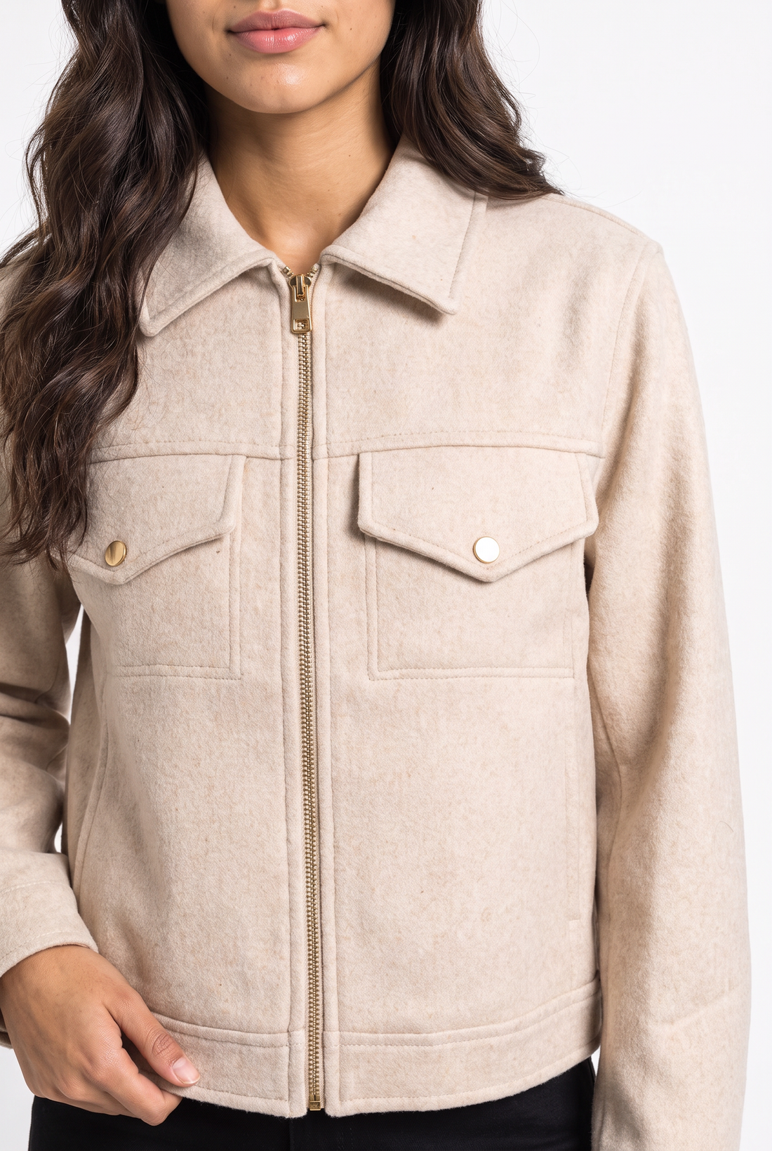 Cropped Utility Jacket with Chest Pockets