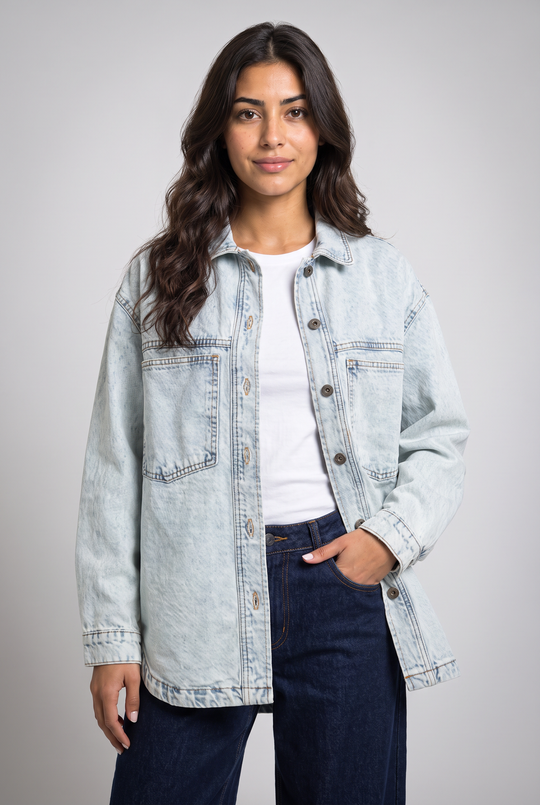 Vintage Wash Oversized Denim Jacket