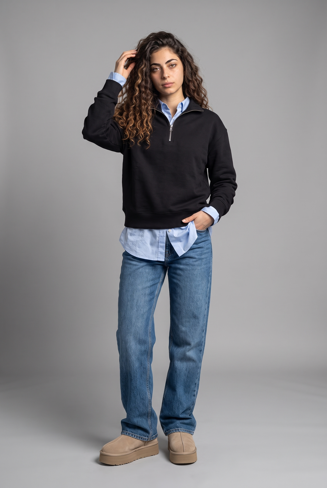 Easy Fit Cotton Half-Zip Sweatshirt
