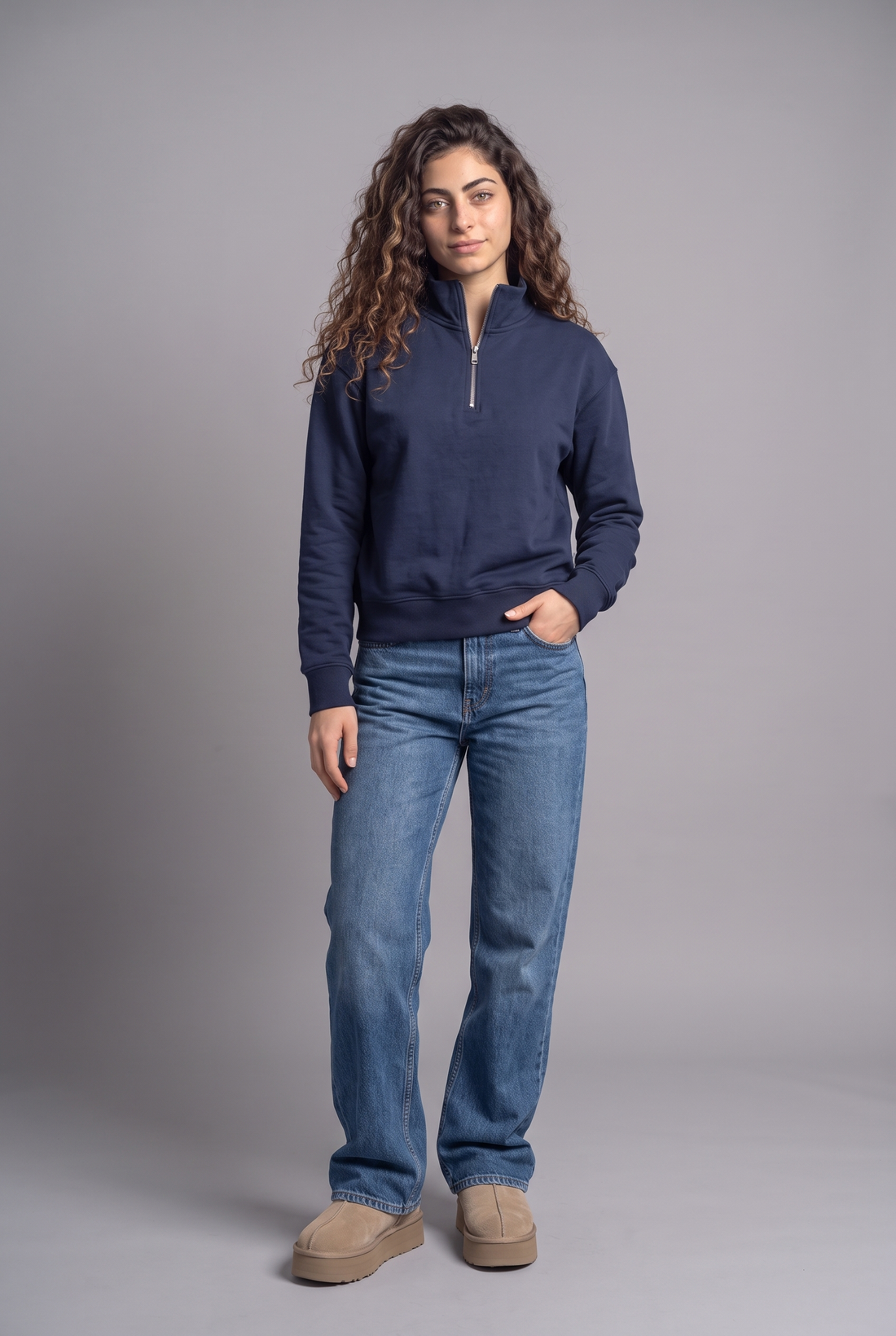 Easy Fit Cotton Half-Zip Sweatshirt
