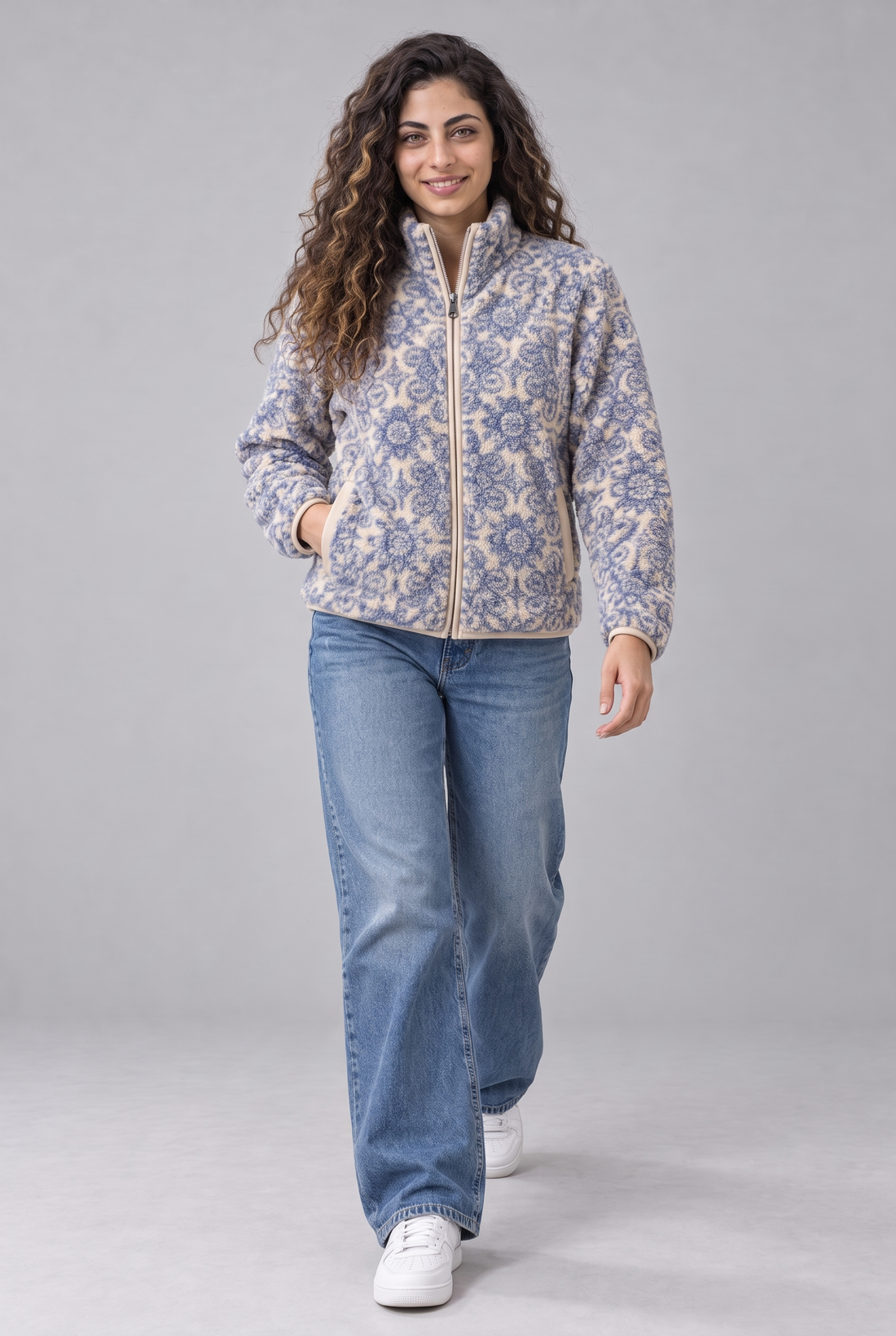 Azure Tile Sherpa Zip-Up Jacket