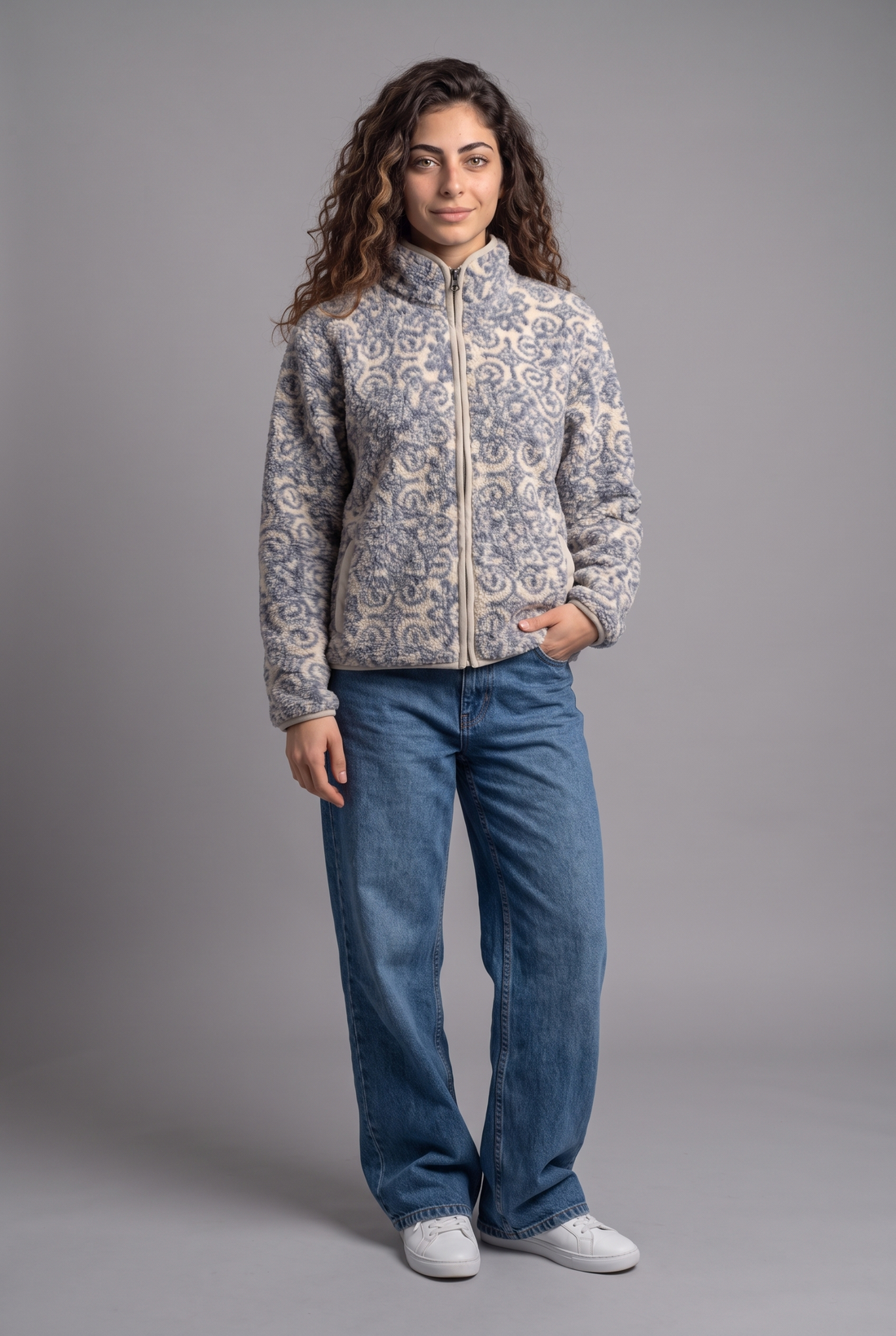 Azure Tile Sherpa Zip-Up Jacket