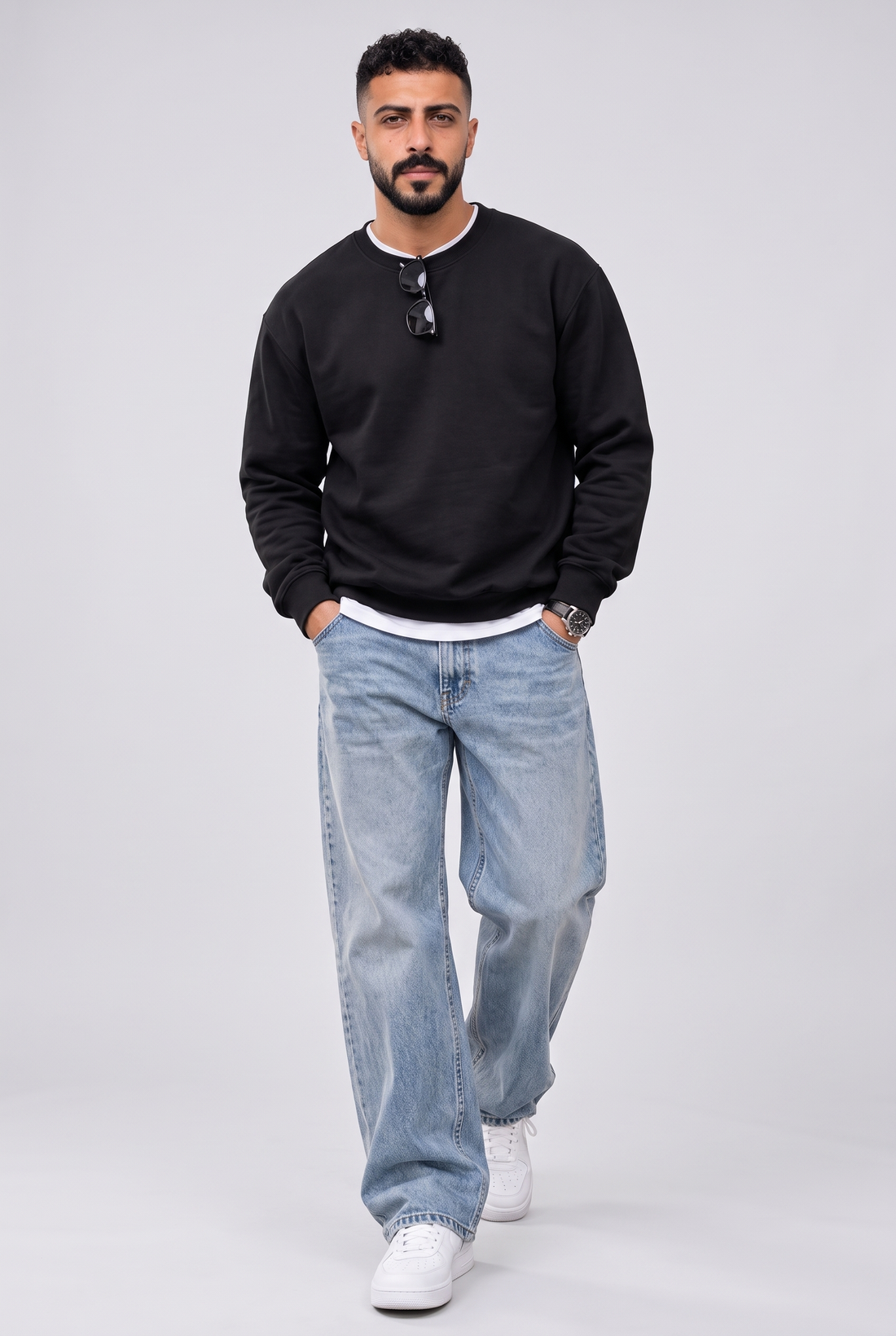 Melton Lined Crewneck - Basic- Sweatshirt