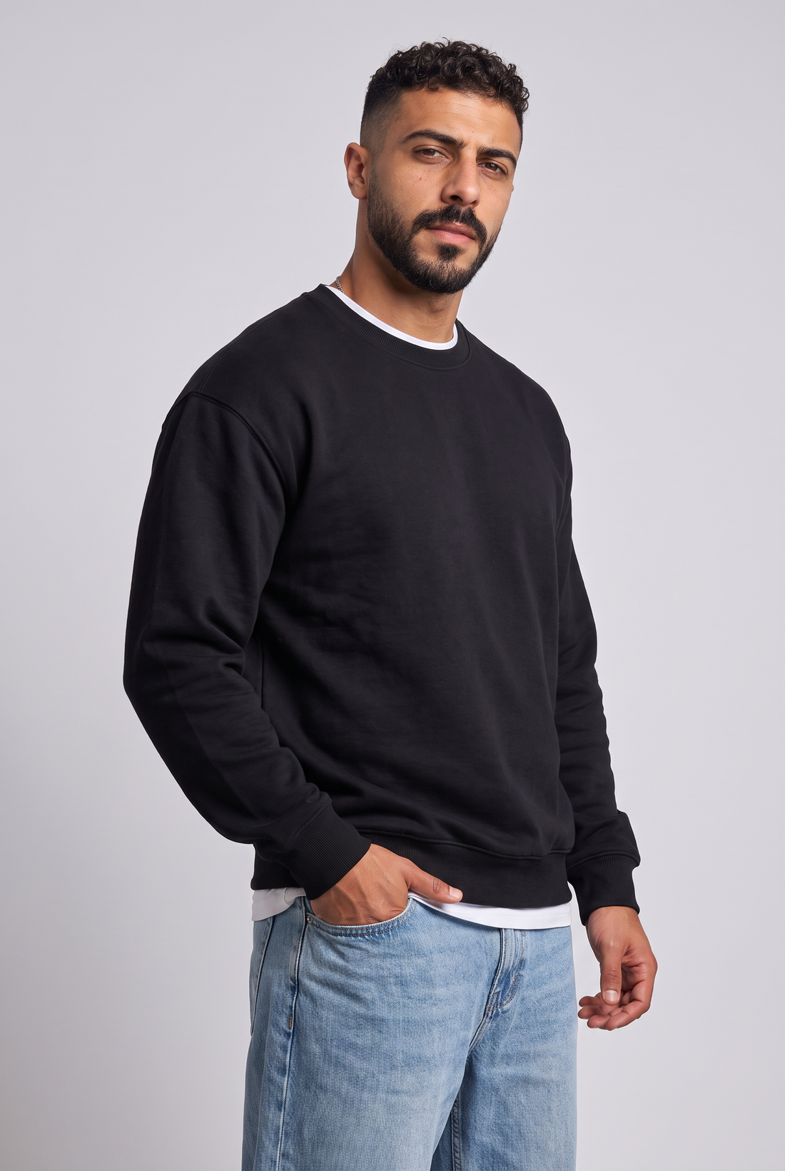 Melton Lined Crewneck - Basic- Sweatshirt