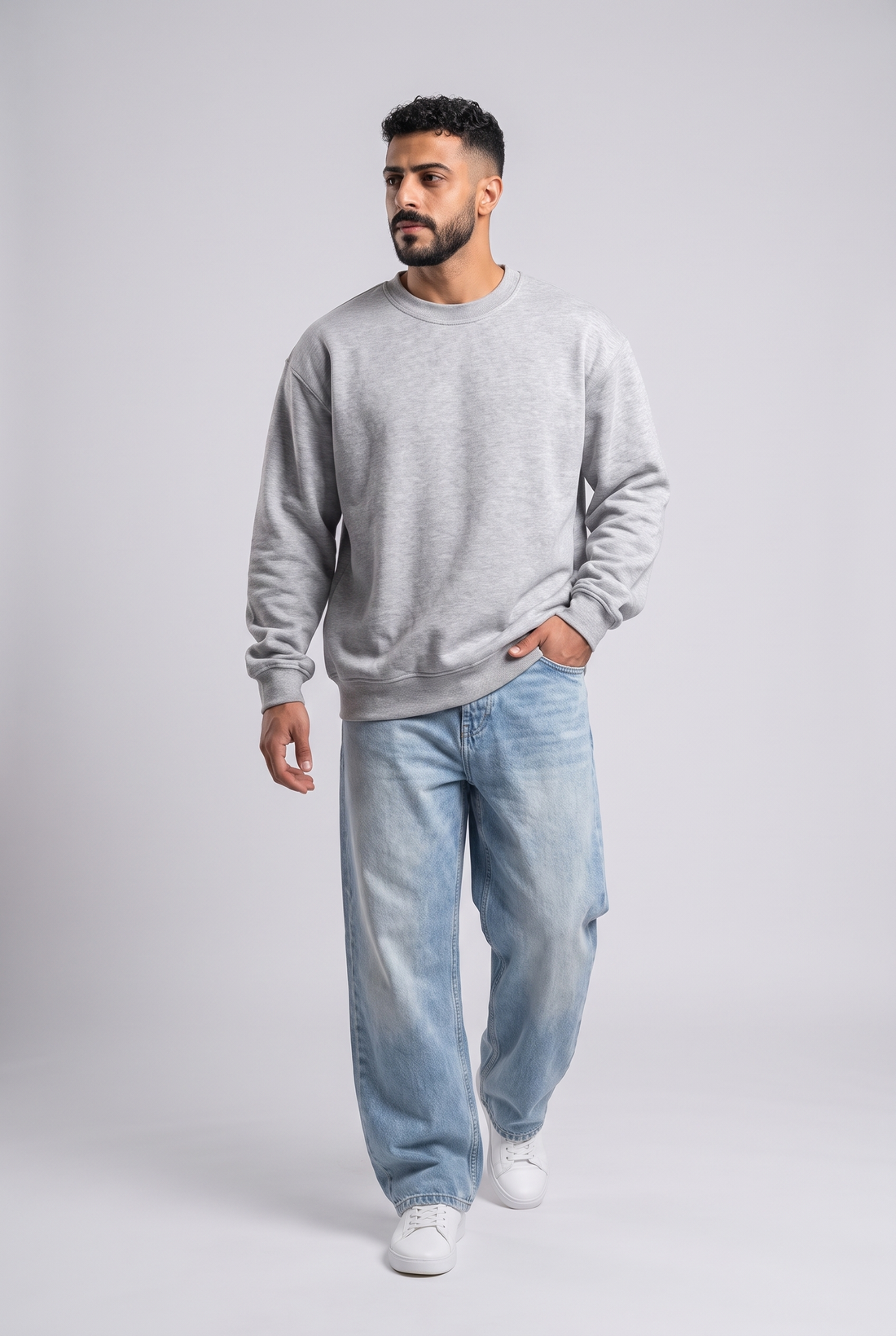 Melton Lined Crewneck - Basic- Sweatshirt